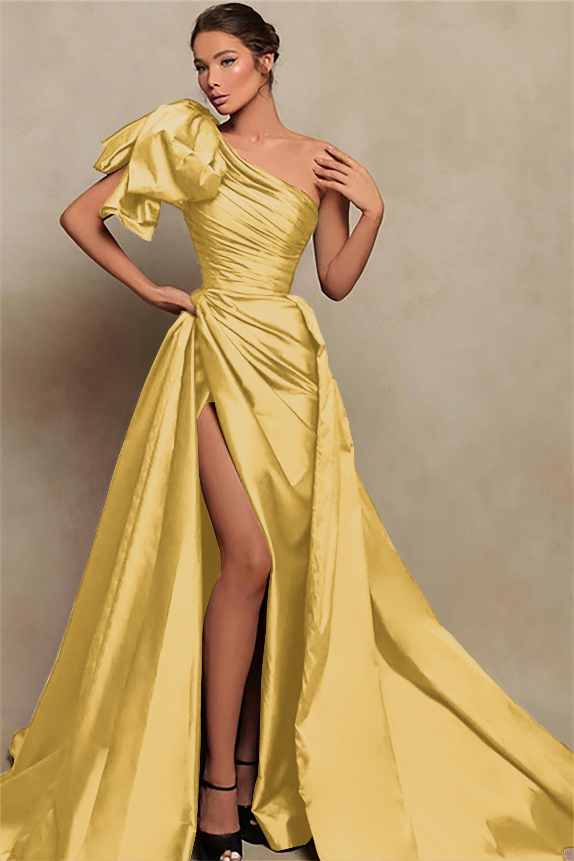 Beautiful Burgundy One Shoulder Mermaid Prom Dress with Split
