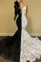 Long Sleeve Mermaid Prom Dress with Sequins Appliques