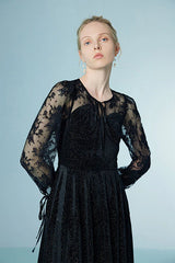 Babyonlines Black Long Sleeves Sequined A-line Lace Dresses