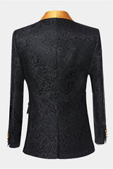 Black One Button Groom and Groomsmen Suits - Two Pieces