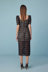 Babyonlines Black Short Sleeves Square Neck Dresses with Bow