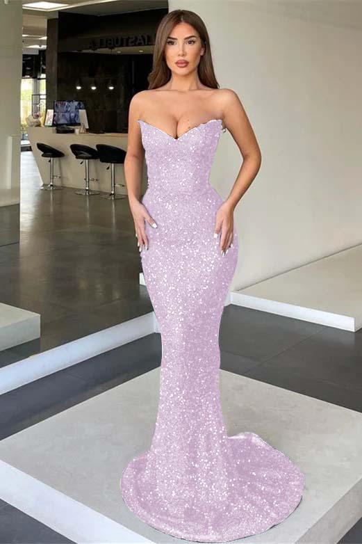 Strapless Mermaid Long Prom Dress with Sequins