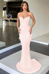 Strapless Mermaid Long Prom Dress with Sequins