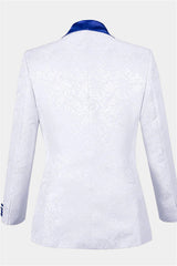 Blue Jacquard Tuxedo Suit with Shawl Lapel - Fashionable for Groom