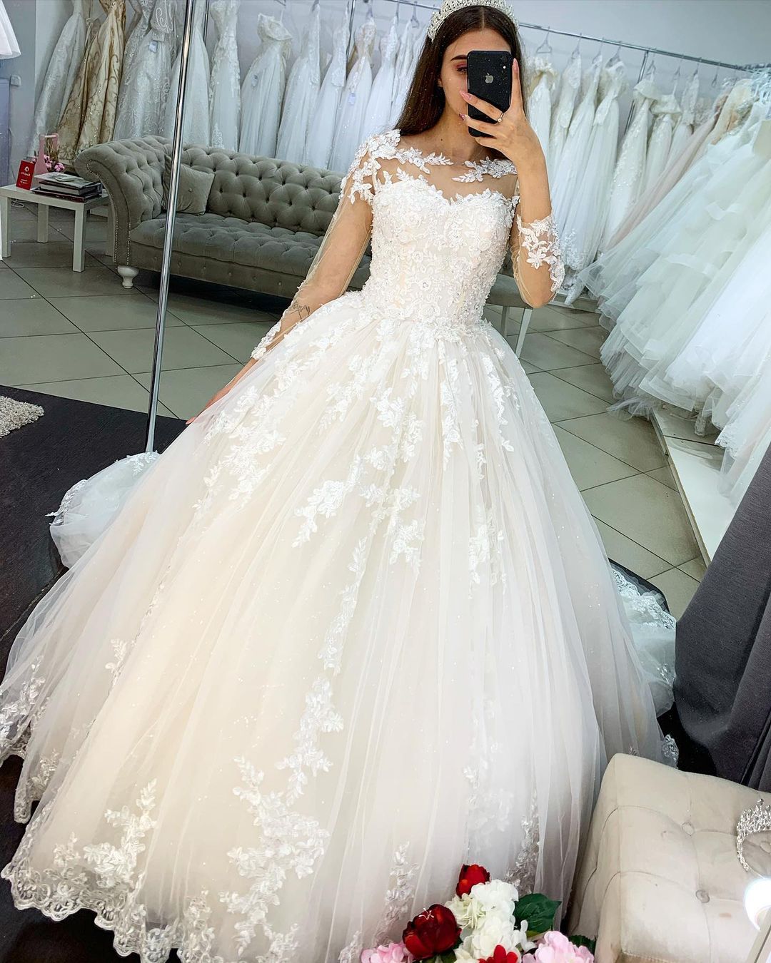 Boho A-line V-neck Chiffon Tulle Open Back Wedding Dress Long With Glitter