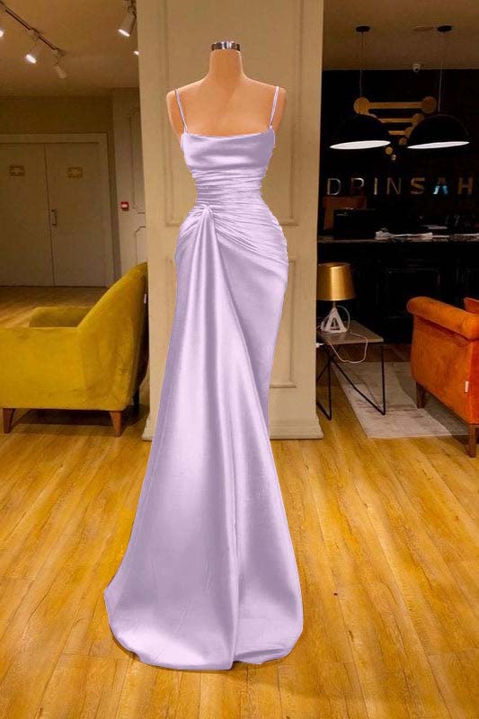 Spaghetti Strap Mermaid Long Prom Dress with Ruffles and Pleats