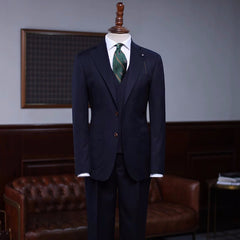 Calvin Formal Black Peaked Lapel Three Pieces Business Suits