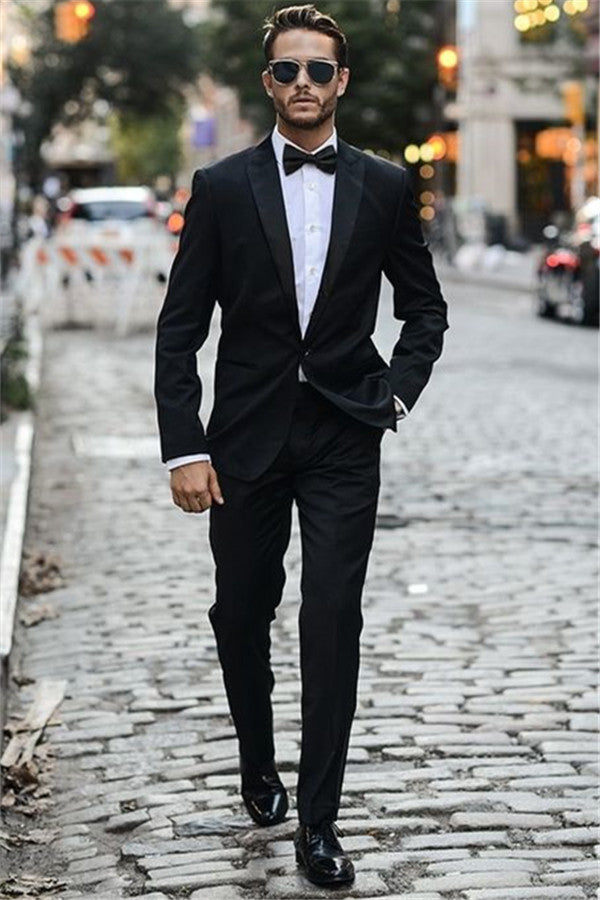 Casual Black Dinner Suit - New Arrivals All Black Tuxedo for Wedding Reception