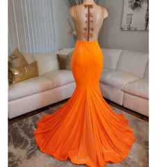 Charming Orange Mermaid Long Prom Dress with Beading and Embroidery