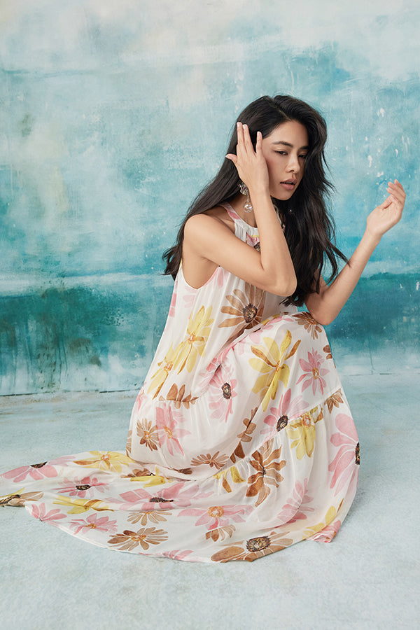 Babyonlines Charming Floral Halter Sleeveless A-line Dresses