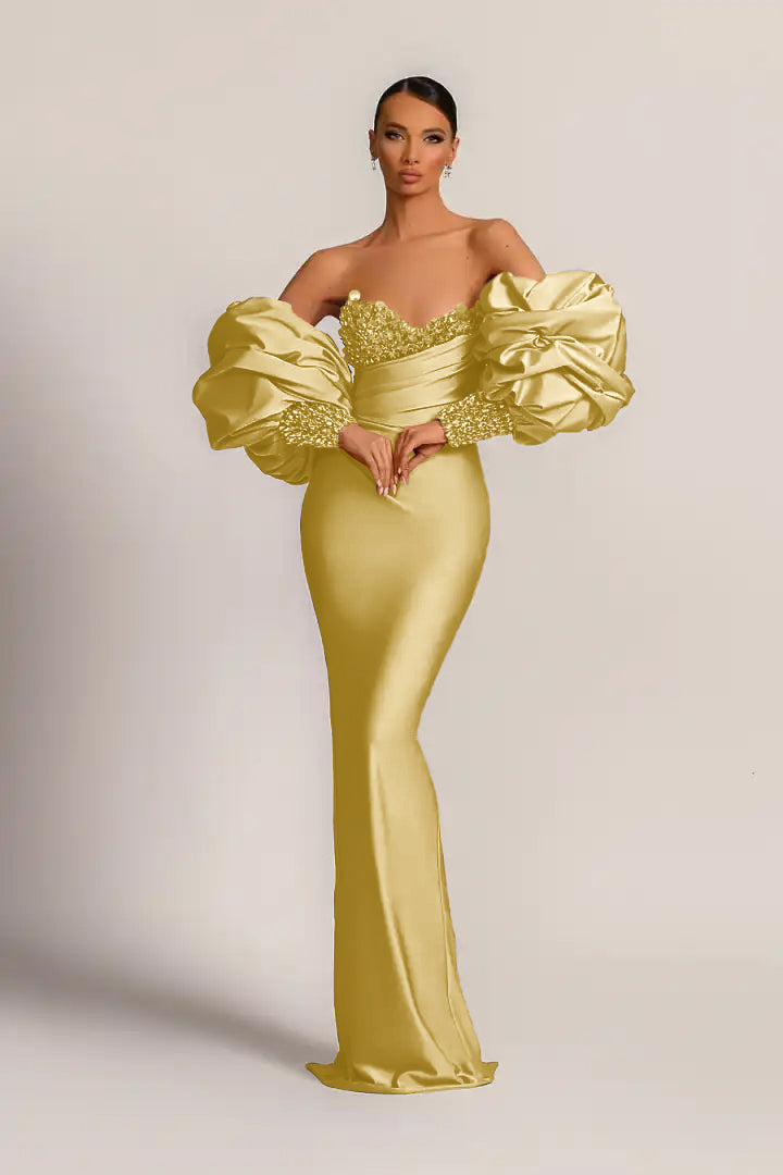 Purple Strapless Mermaid Long Prom Dress with Appliques