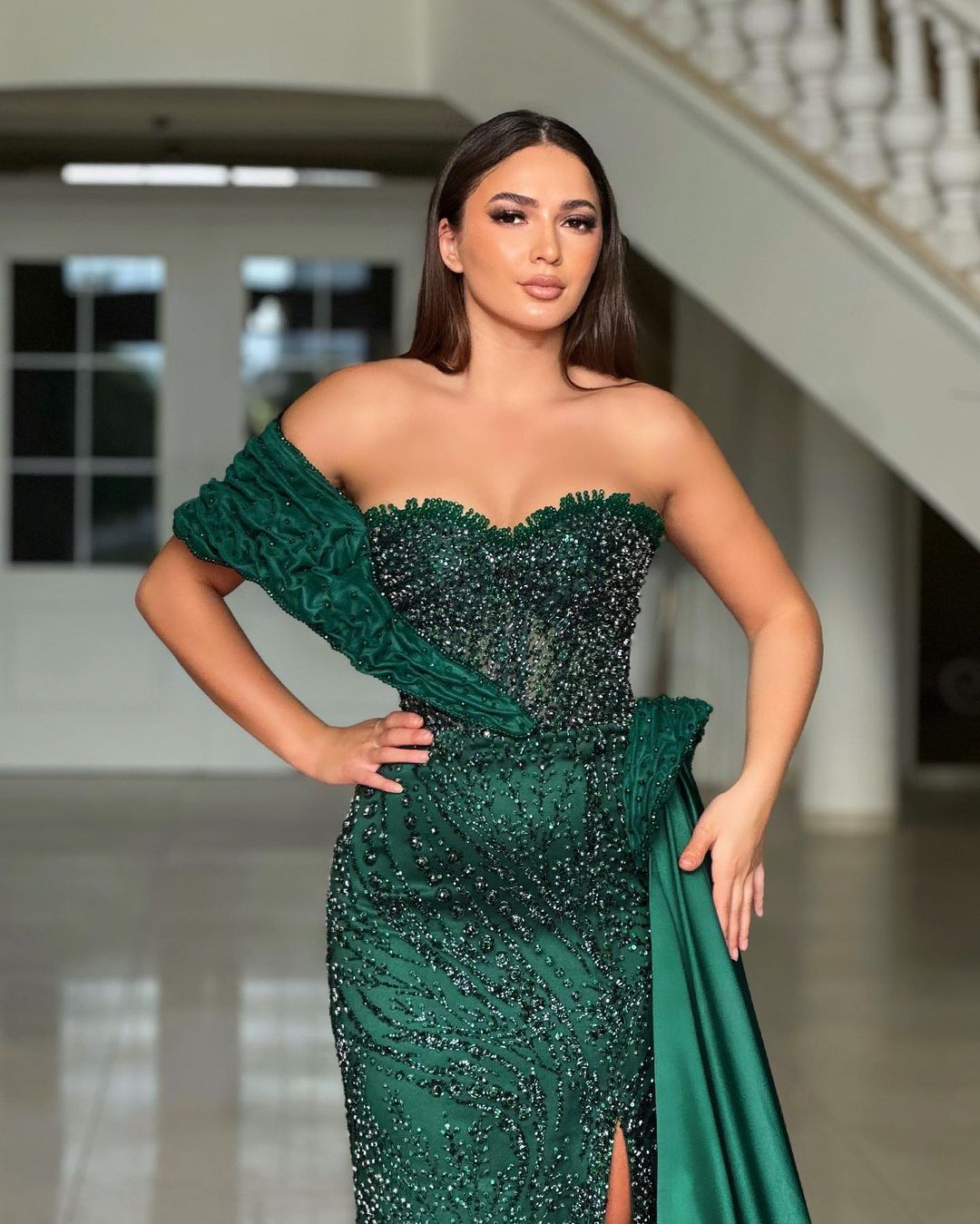 Charming One Shoulder Mermaid Long Prom Dress with Split