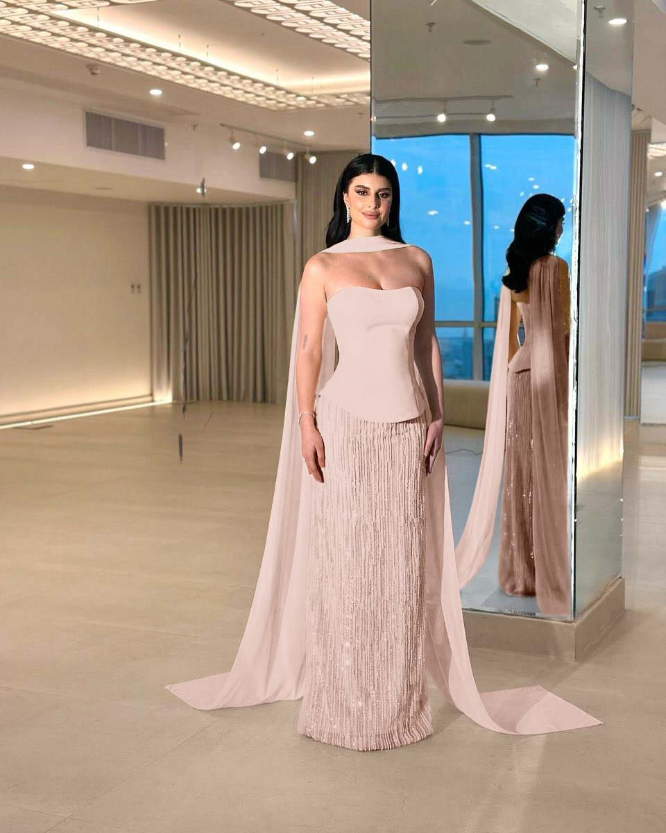 Charming Strapless Long Prom Dress with Beading and Pleats