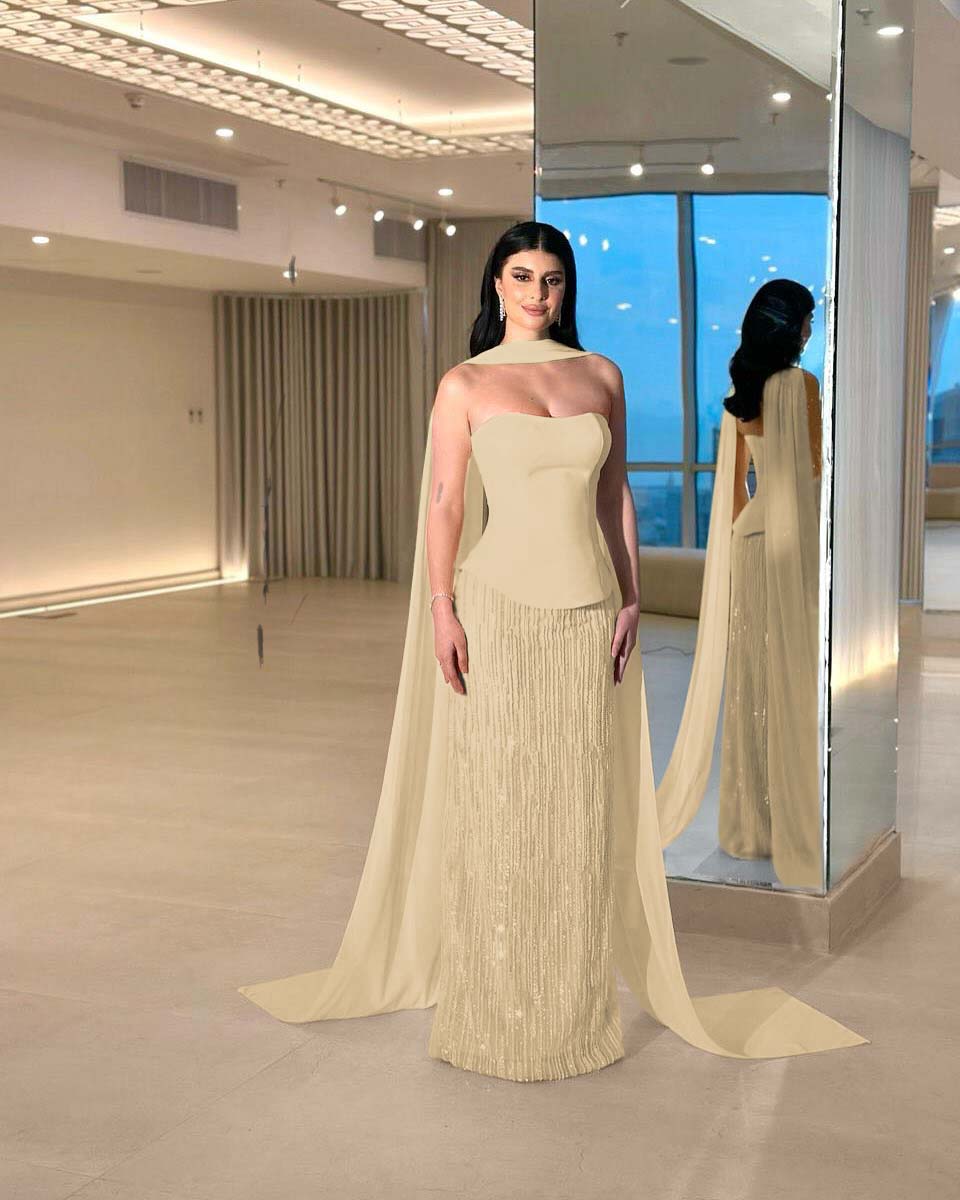 Charming Strapless Long Prom Dress with Beading and Pleats