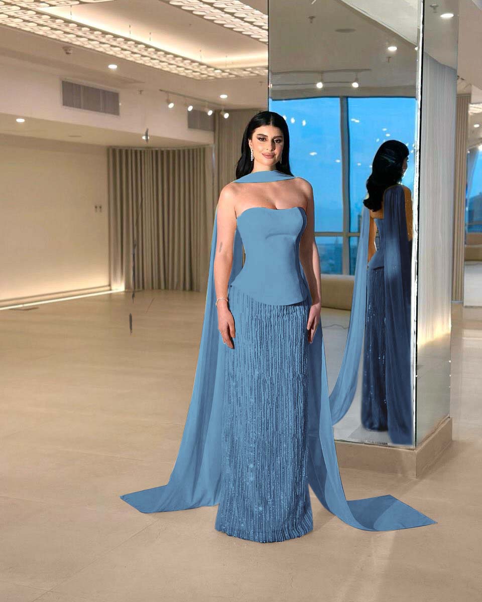 Charming Strapless Long Prom Dress with Beading and Pleats