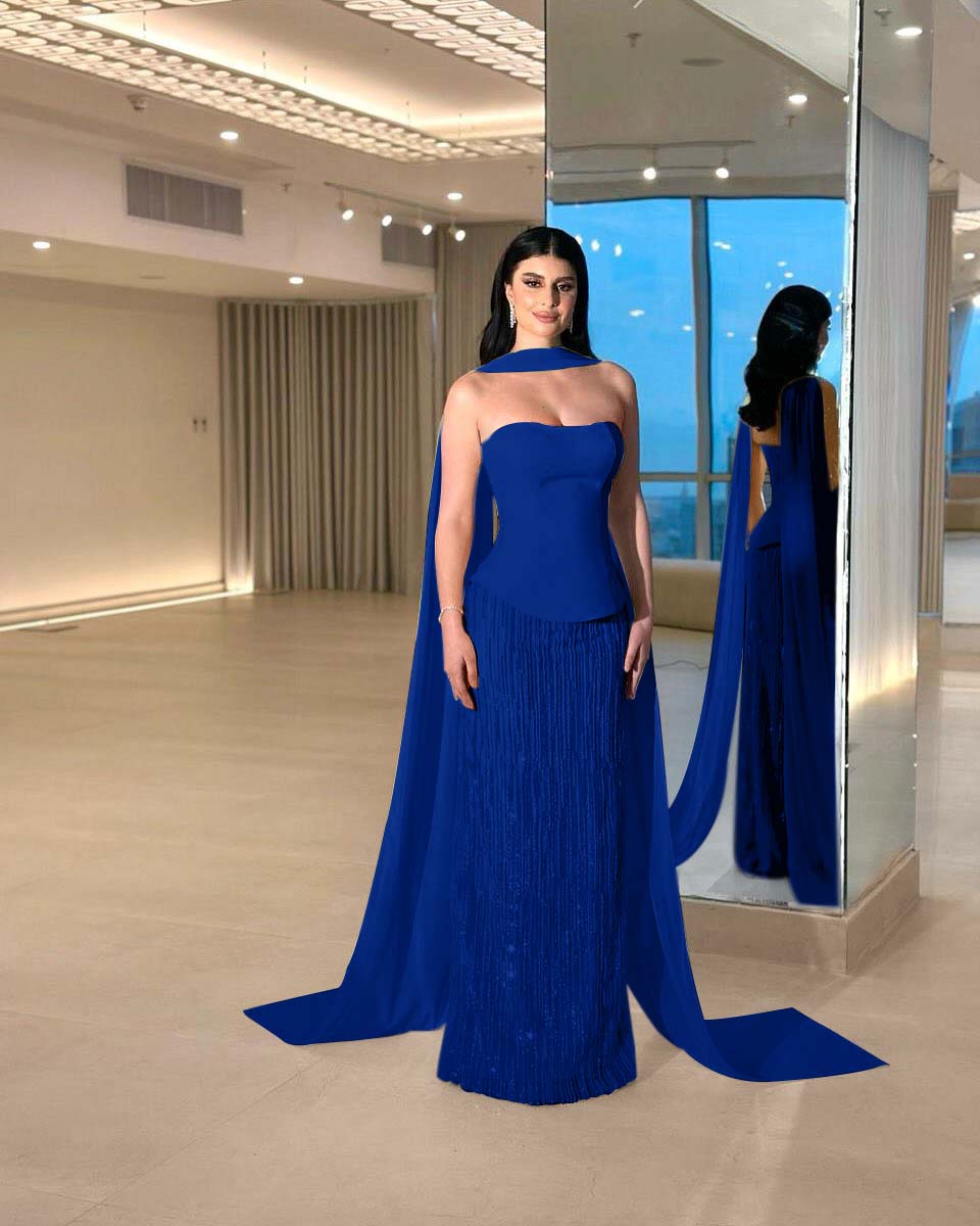 Charming Strapless Long Prom Dress with Beading and Pleats