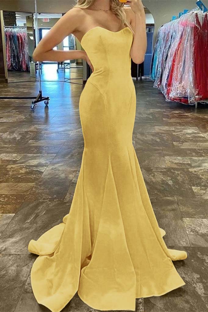 Charming Strapless Sweetheart Mermaid Long Prom Dress