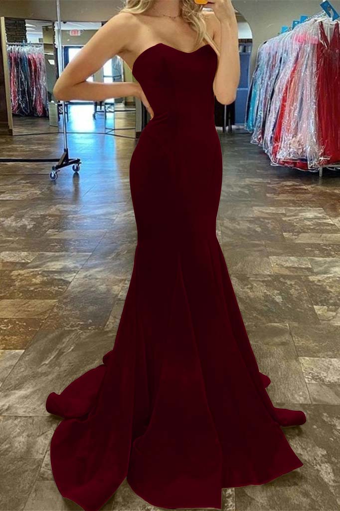 Charming Strapless Sweetheart Mermaid Long Prom Dress