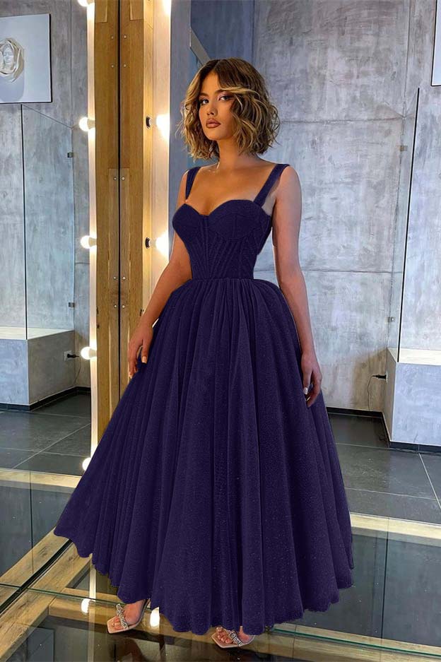 Sweetheart Spaghetti Strap A-Line Prom Dress with Sequins