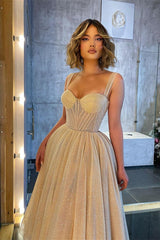 Sweetheart Spaghetti Strap A-Line Prom Dress with Sequins