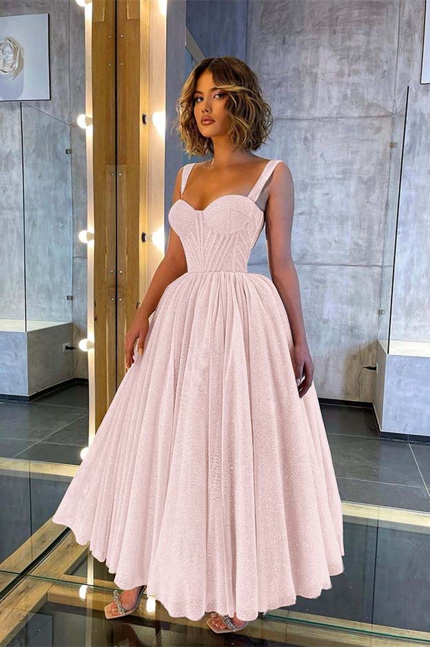 Sweetheart Spaghetti Strap A-Line Prom Dress with Sequins