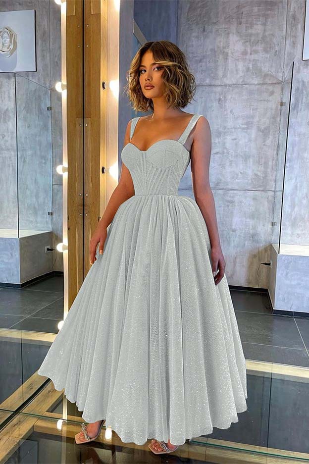 Sweetheart Spaghetti Strap A-Line Prom Dress with Sequins