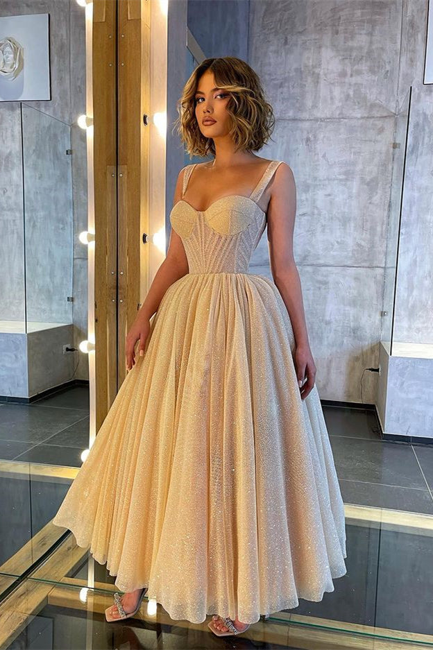 Sweetheart Spaghetti Strap A-Line Prom Dress with Sequins