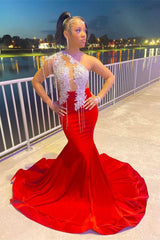 Chic One Shoulder Long Mermaid Prom Dress with Tassel Appliques
