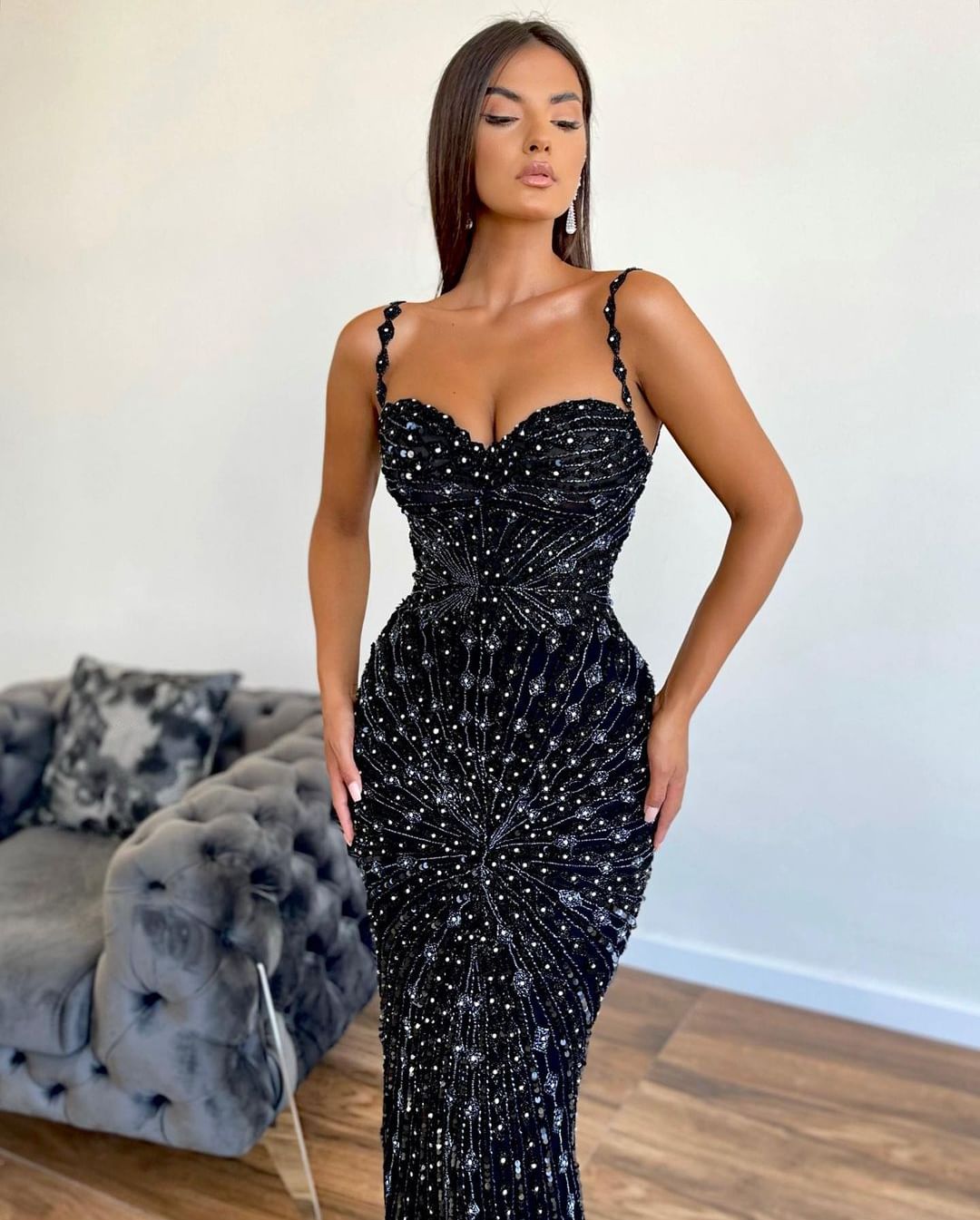 Chic Spaghetti Strap Mermaid Prom Dress with Beading