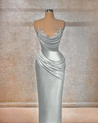 Chic Strapless Long Pleated Prom Dress with Beading