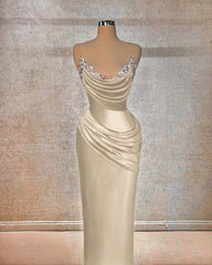 Chic Strapless Long Pleated Prom Dress with Beading
