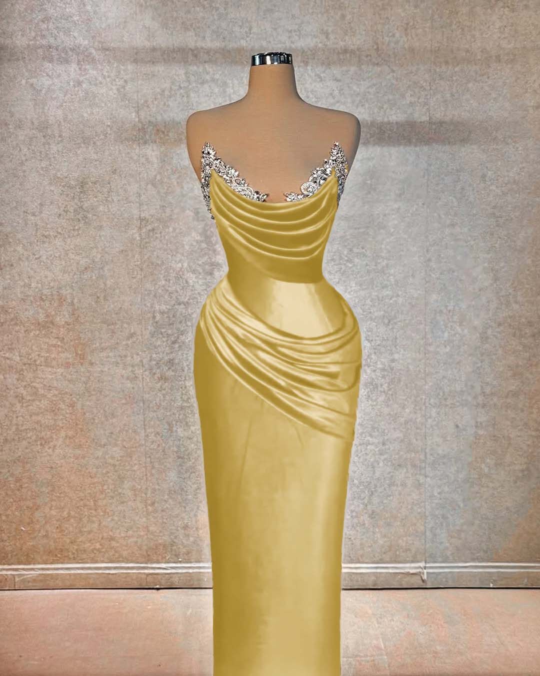 Chic Strapless Long Pleated Prom Dress with Beading
