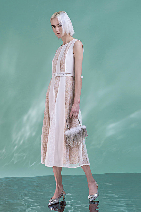 Babyonlines Crew-neck Sleeveless A-line Dresses with Sash