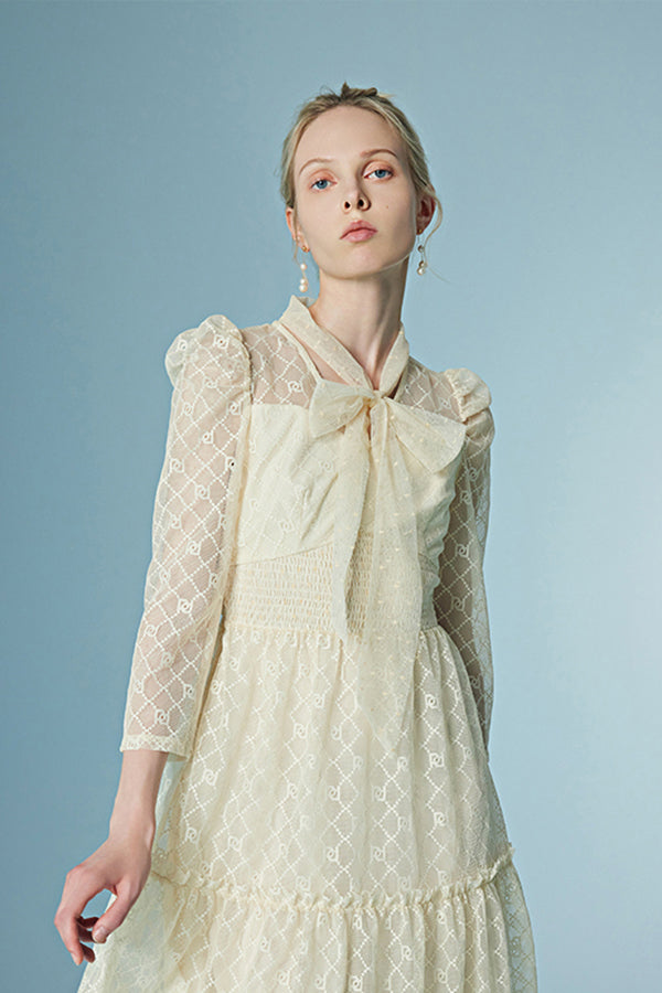 Babyonlines Cute Ivory 3/4 Sleeves A-line Dresses with Bow