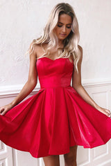 Cute Strapless Red Short Homecoming Dress