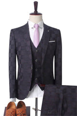 Dark Red Marriage Suit - Three-Piece Prom Tuxedo for Men