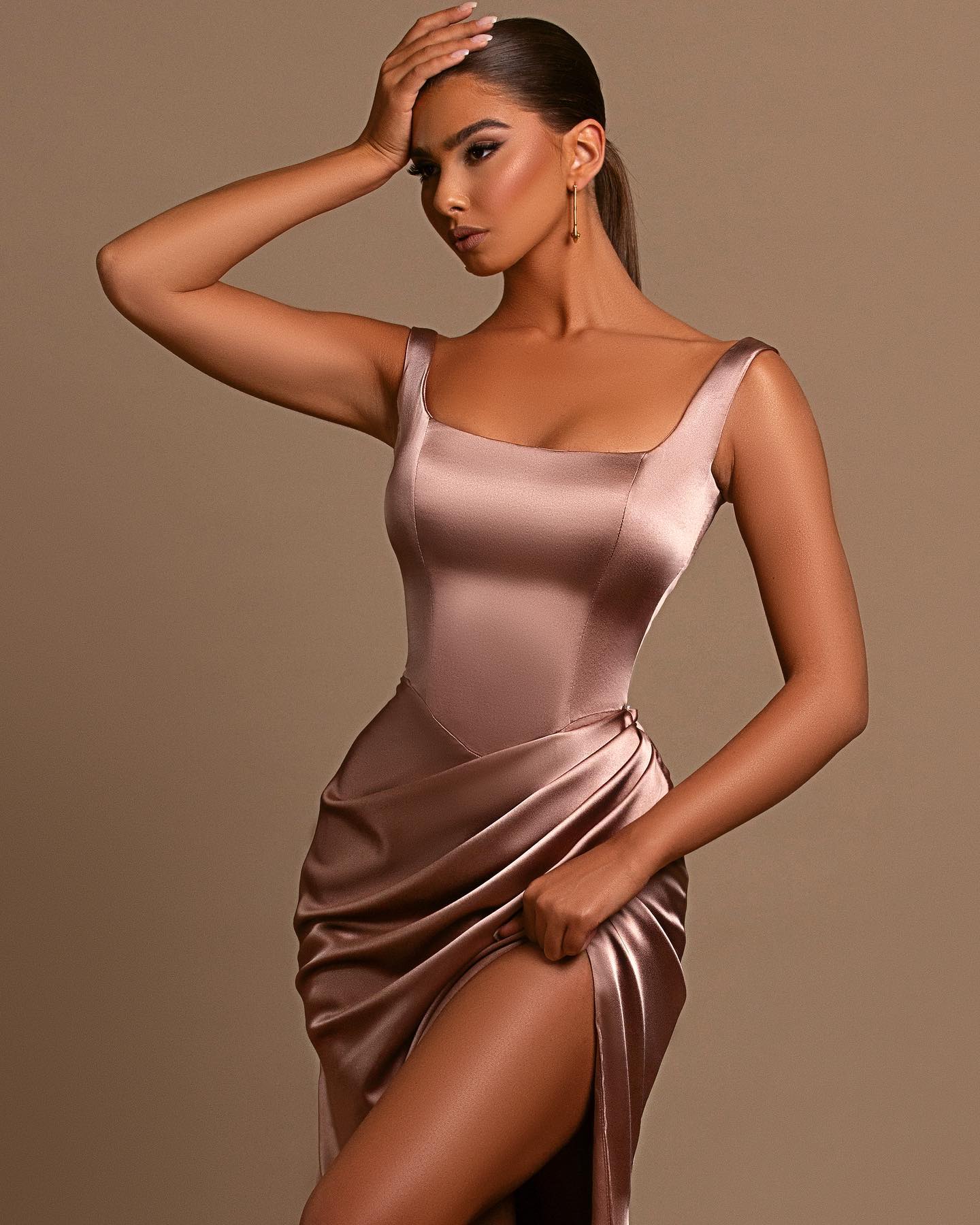 Square Neck Spaghetti Strap Mermaid Prom Dress with Split
