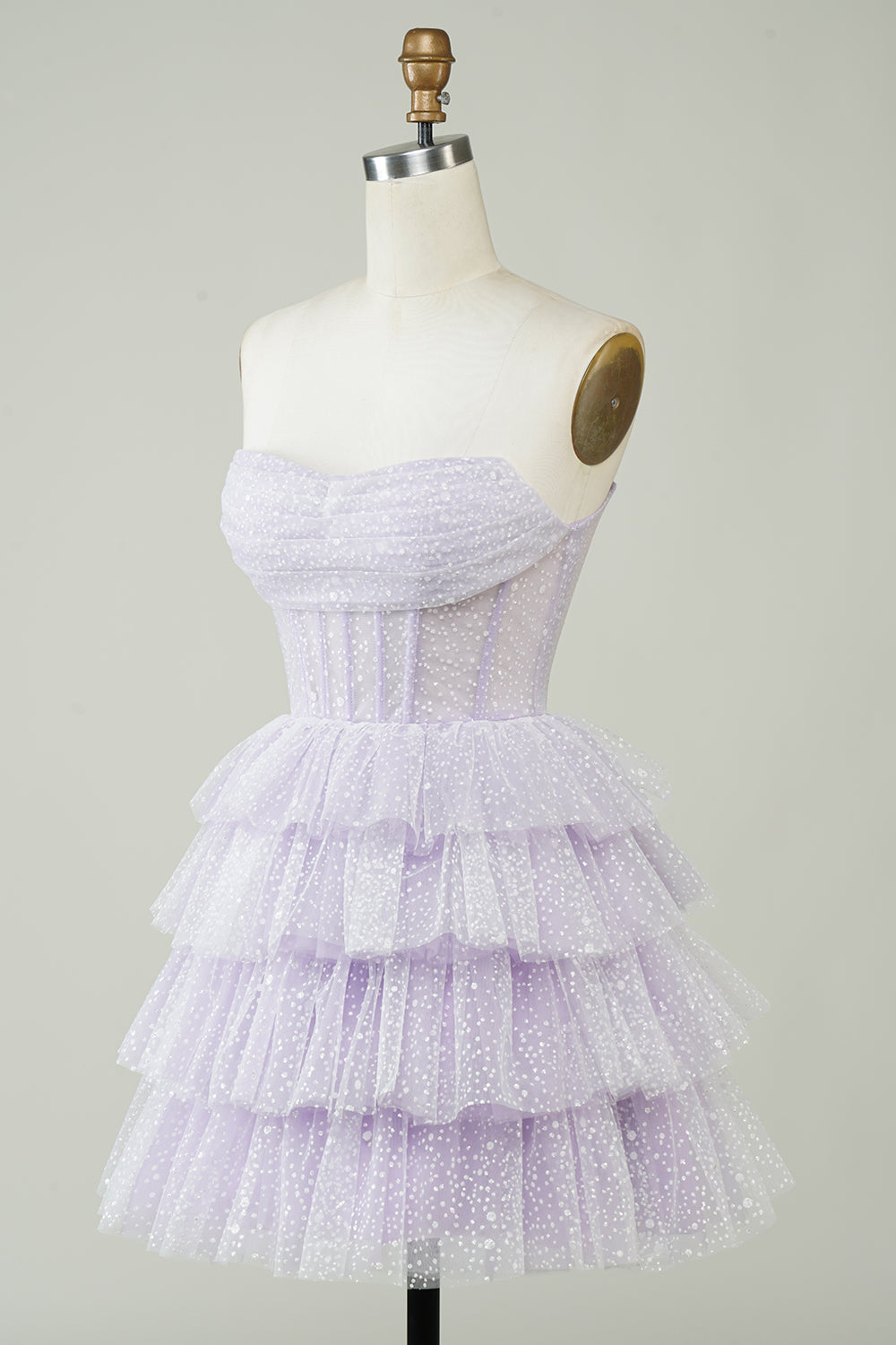 Lilac Corset A-Line Short Tulle Homecoming Dress