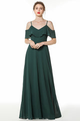 Elegant Cold-shoulder Flounced Crinkle Backless Bridesmaid Dresses Affordable-Babyonlines