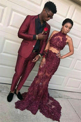 Elegant Dinner Formal Bespoke Business Prom Suit with Burgundy for Men