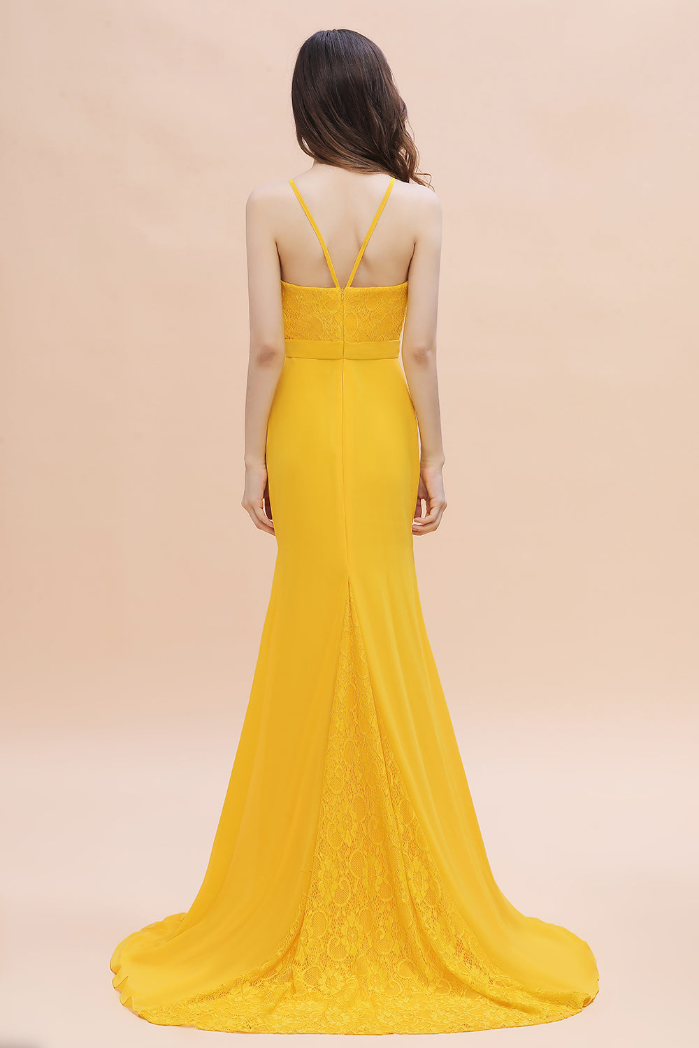 Elegant Jewel Mermaid Chiffon Lace Bridesmaid Dress On Sale-Babyonlines