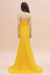 Elegant Jewel Mermaid Chiffon Lace Bridesmaid Dress On Sale-Babyonlines