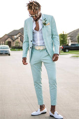 Elegant Mint Green David Beckham Royal Wedding Suit, 2 Pieces