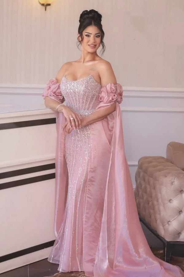 Long Strapless Sequined Mermaid Evening Formal Dresses
