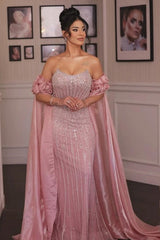 Long Strapless Sequined Mermaid Evening Formal Dresses