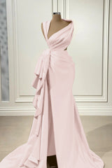Elegant Red Long Prom Dress with High Split