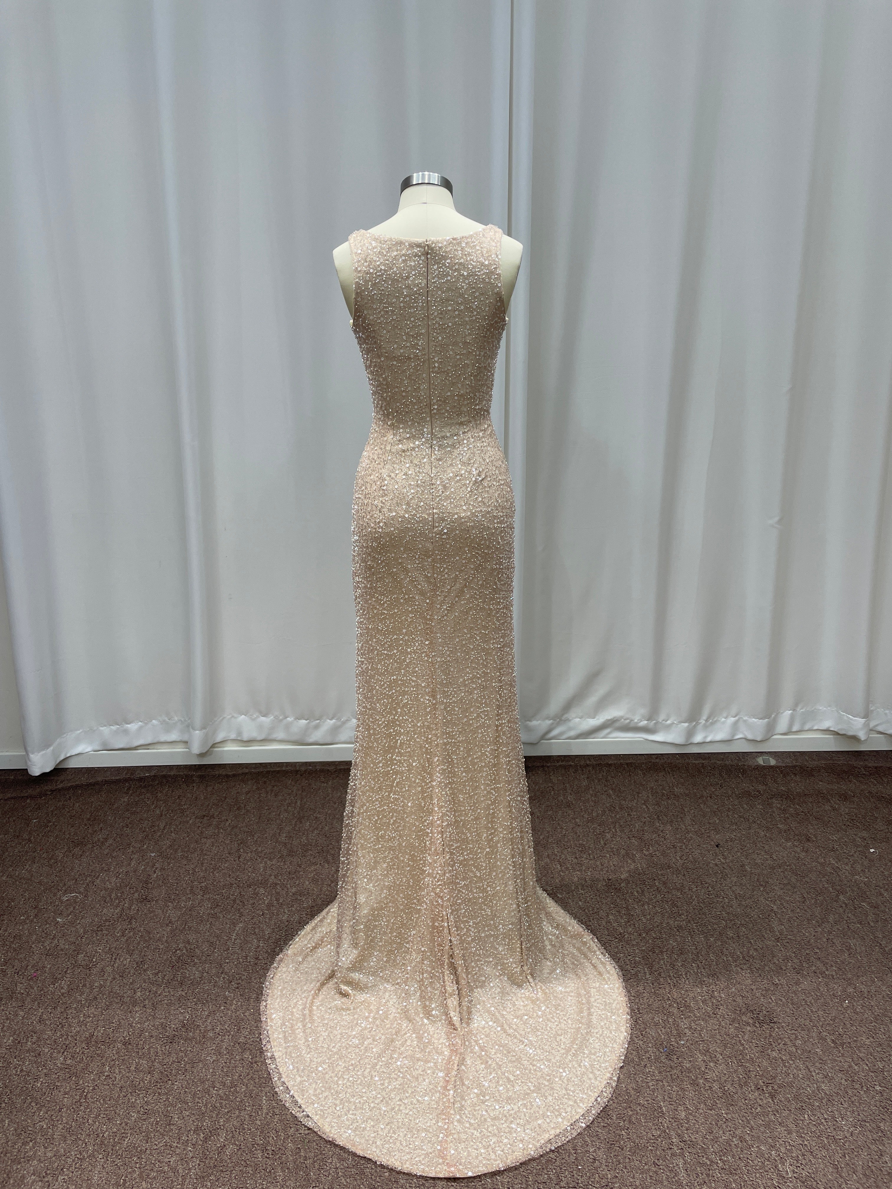 Elegant Long Mermaid Sequin Sleeveless Prom Dresses