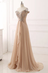 Elegant Off the Shoulder Sweetheart Prom Dress with Beading