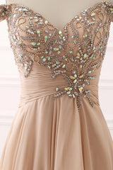 Elegant Off the Shoulder Sweetheart Prom Dress with Beading