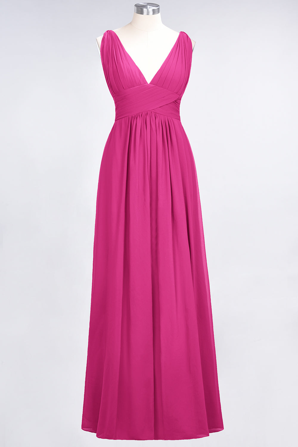 Elegant V-Neck Burgundy Chiffon Affordable Bridesmaid Dress with Ruffle-Babyonlines
